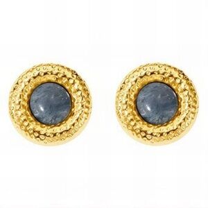 Gold and Gray Earrings with Circular Design 18k Gold Plated
